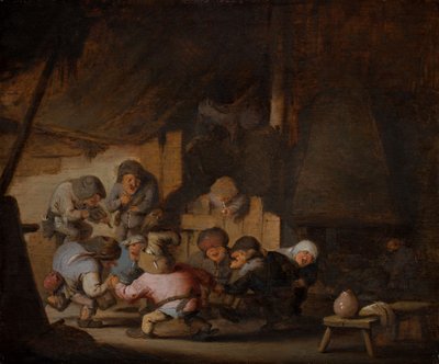 農夫の宿屋で踊る小人たち》1635年頃（木・油彩） 作： アドリアン・ヤンス。ヴァン・オスターデ
