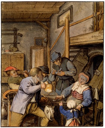 居酒屋で、1677年。 作： Adriaen Jansz. van Ostade