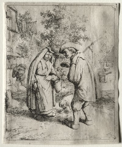 女性と会話する男性。 作： Adriaen Jansz. van Ostade