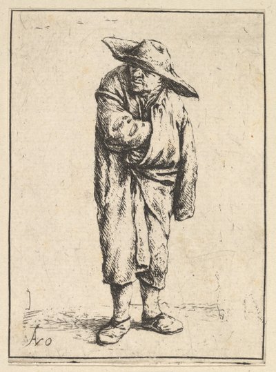 彼のマントに包まれた農民、1610-85。 作： Adriaen Jansz. van Ostade