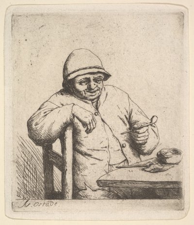 パイプを持つ農民、1640-80。 作： Adriaen Jansz. van Ostade