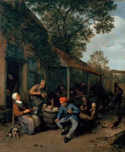 居酒屋の外での喫煙とごちそう、1676年 作： Adriaen Jansz. van Ostade