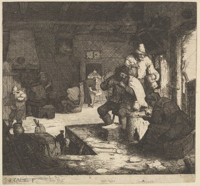 喫煙者、イン、1610-85。 作： Adriaen Jansz. van Ostade