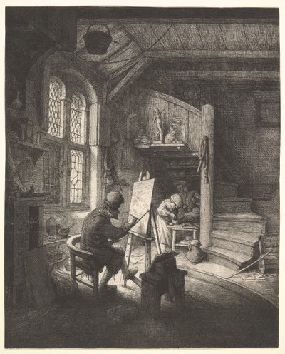 彼のスタジオの画家、ca。 1667 作： Adriaen Jansz. van Ostade
