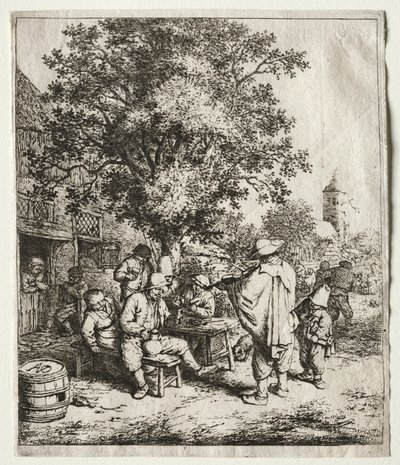 バイオリン弾きとハーディ・ガーディの少年。 作： Adriaen Jansz. van Ostade