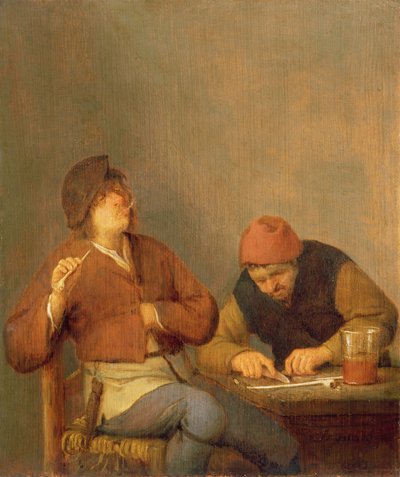 インテリアに2人の喫煙者、1643 作： Adriaen Jansz. van Ostade