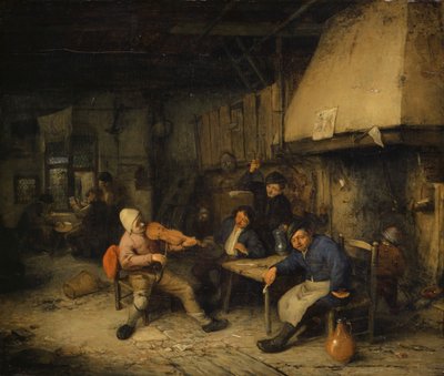 ヴァイオリン奏者と酒場での農民の飲酒、1663年 作： Adriaen Jansz. van Ostade