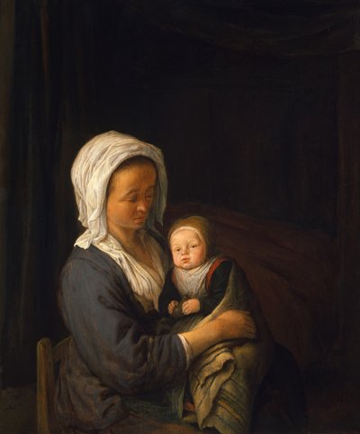 子供をひざに抱く女性 作： Adriaen Jansz. van Ostade