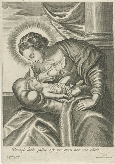 マリアは幼子キリストに食事を与える 作： Adriaen Lommelin (attributed to workshop of)