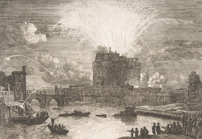 18 世紀のサンタンジェロ城のローマの花火。 作： Adriaen Manglard