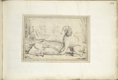 風景の中の狩猟用具と戦利品の横にある犬 作： Adriaen Matham (signed by artist)