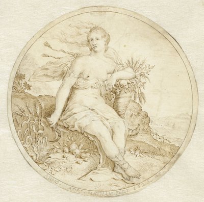 豊穣と鎌を持って座るセレス 作： Adriaen Matham
