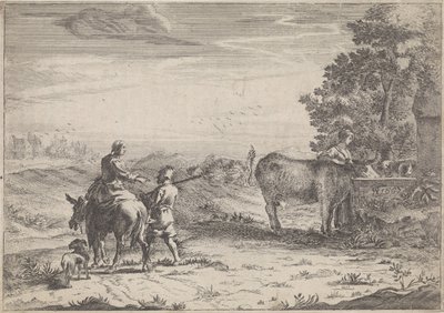 牛に水をやる女性のいる風景 作： Adriaen Oudendijck