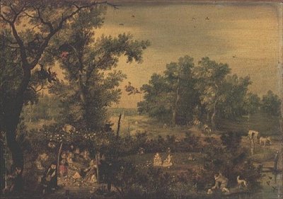 木陰で音楽を奏でる優雅な女性たち 作： Adriaen Pietersz. van de Venne