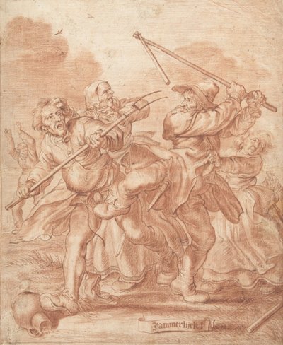 Fighting Peasants、1600-62（チョーク紙） 作： Adriaen Pietersz van de Venne