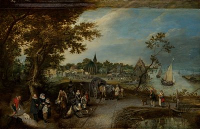 人物のいる風景と村の縁日 (Village Kermesse) 作： Adriaen Pietersz van de Venne