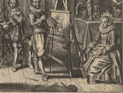 スタジオの画家と女性モデル ハウリック（シリーズタイトル） 作： Adriaen Pietersz van de Venne