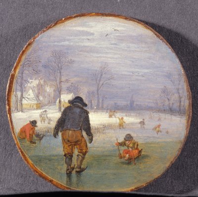 風景の中のスケーター（パネル） 作： Adriaen Pietersz van de Venne