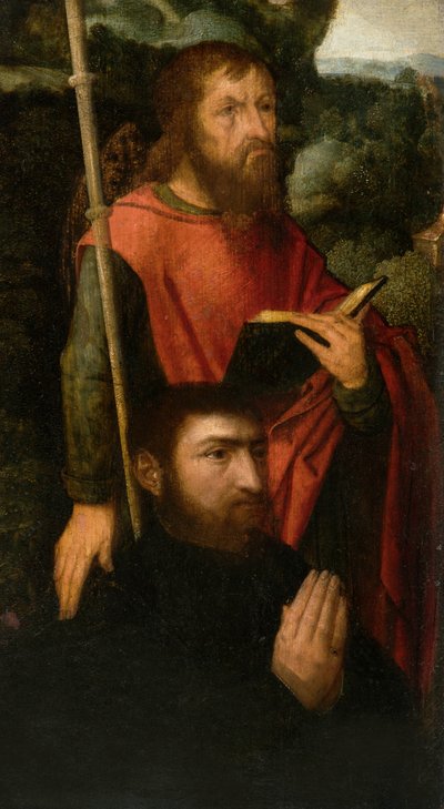 寄付者のいる男性聖人 作： Adriaen circle of Ysenbrandt