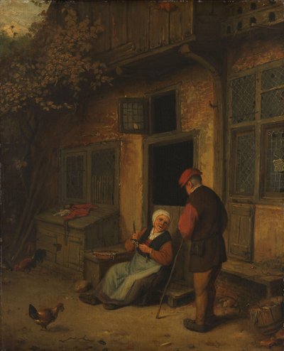 彼女の家の前でニシンを内臓する女性 作： Adriaen van Ostade (copy after)
