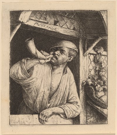 ホーンを鳴らすベイカー 作： Adriaen van Ostade