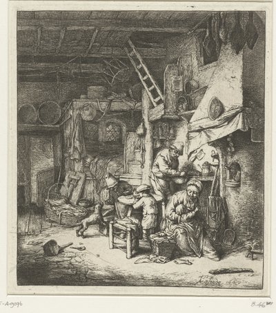 インテリアの農家の家族 世帯 作： Adriaen van Ostade