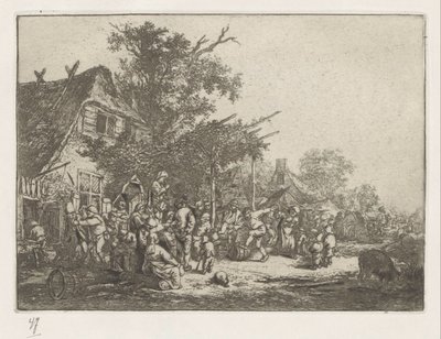 旅館の前で踊る百姓 作： Adriaen van Ostade