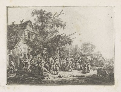 旅館の前で踊る百姓 作： Adriaen van Ostade