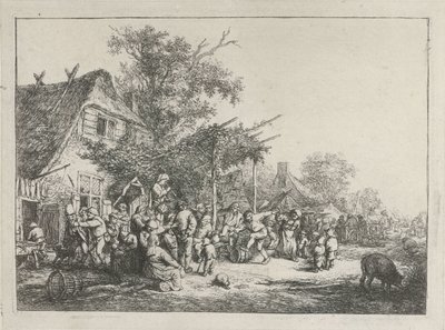 旅館の前で踊る農民 作： Adriaen van Ostade