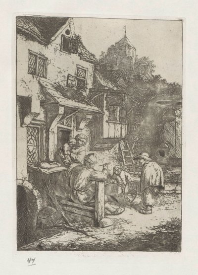 旅館の前のせむしバイオリン弾き 作： Adriaen van Ostade