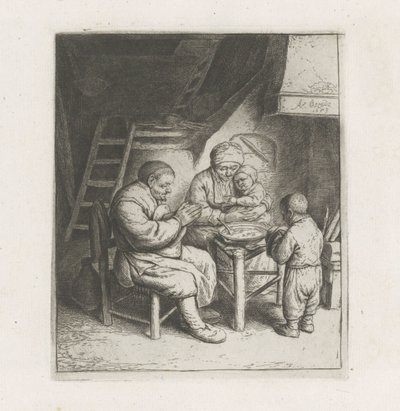 家族は食事の前に祈る 作： Adriaen van Ostade