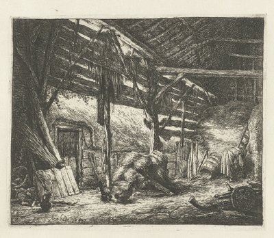 干し草の納屋の内部 納屋 作： Adriaen van Ostade