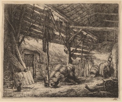 納屋の内部 作： Adriaen van Ostade