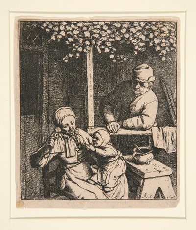 ラ・プペ・デザイア [人形で子供をからかう女] 作： Adriaen van Ostade