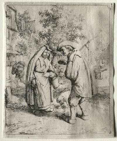 女性と会話する男性 作： Adriaen van Ostade