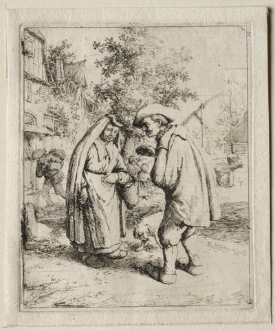 女性と会話する男性 作： Adriaen van Ostade