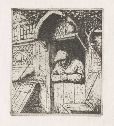 男は一番下のドアにもたれかかる 作： Adriaen van Ostade