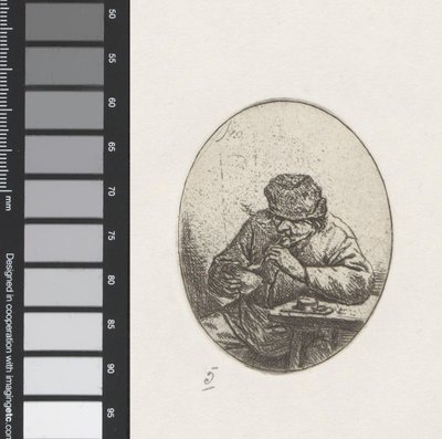 男はパイプに火をつける 作： Adriaen van Ostade