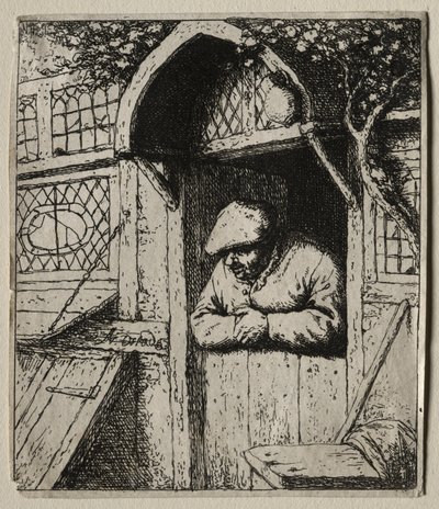 戸口にもたれかかる百姓 作： Adriaen van Ostade