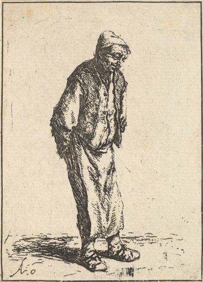 手を後ろに組む農民、1610-85年。 作： Adriaen van Ostade