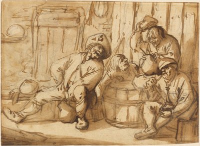 酒場で飲む農民たち 作： Adriaen van Ostade
