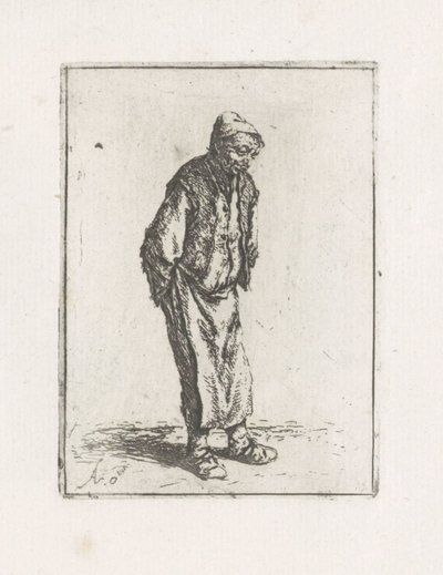 両手を後ろに置いて立っている男性 作： Adriaen van Ostade