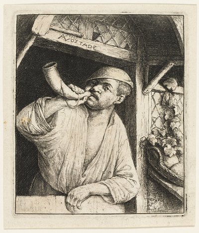 ホーンを鳴らしているベイカー 作： Adriaen van Ostade