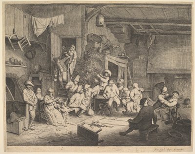 旅館でのダンス、1652年。 作： Adriaen van Ostade