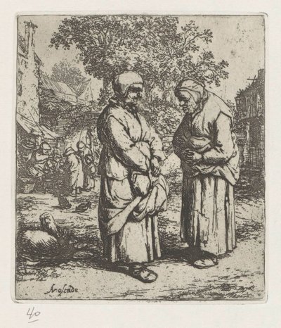話している 2 人の老婦人 作： Adriaen van Ostade