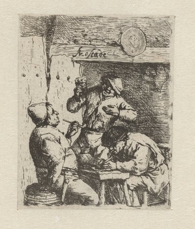 旅館で 2 人の喫煙者と酒飲み 喫煙者 作： Adriaen van Ostade