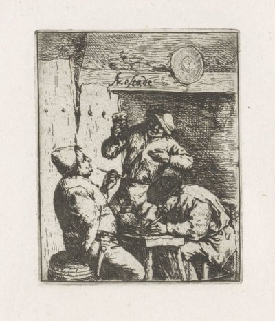 旅館で 2 人の喫煙者と酒飲み 作： Adriaen van Ostade