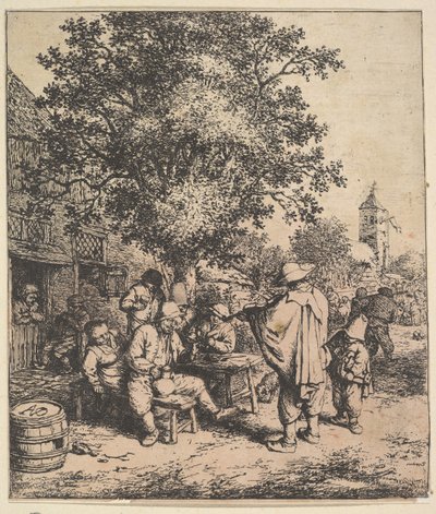 バイオリニストと小さなオルガン奏者、1610-85。 作： Adriaen van Ostade