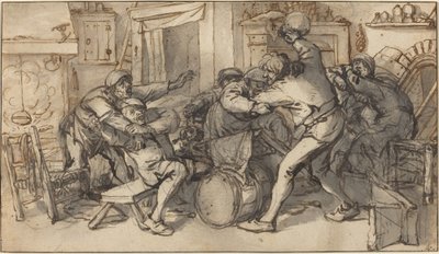 居酒屋で戦う農民 作： Adriaen van Ostade and Cornelis Dusart