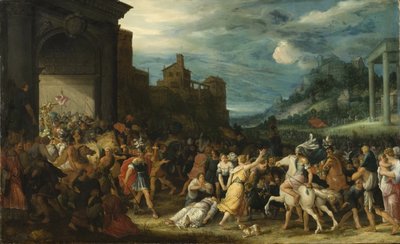Les Horace entrent dans Rome - ホラティイがローマに入る-』は、Stalbemt, Adriaen, van (1580-1662)の作品です。木に油彩。寸法：67x109cmストックホルム国立博物館 作： Adriaen van Stalbemt